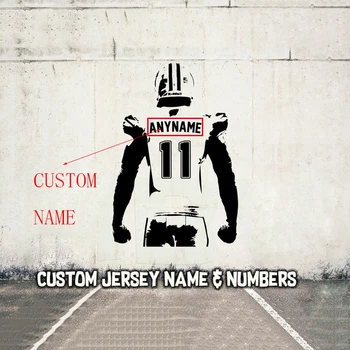 

Football Wall Art - Custom Name Football Decal - Vinyl Sticker Boy Bedroom - Choose Name and Jersey Numbers A1-048 Paper Modern
