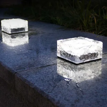 

Solar Light 4LED Solar Ice Brick Light Home Solar Ground Buried Brick Crystal Glass Brick Floor Light Waterproof Outdoor Garden