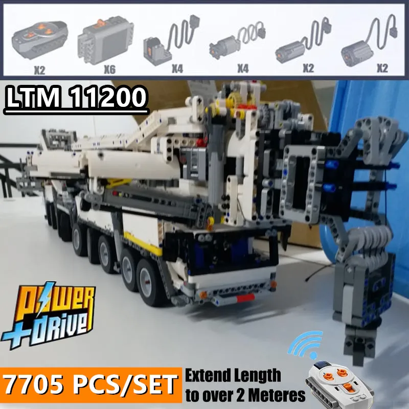 MOC Радиоуправляемый кран функции питания LTM11200 Technic двигатель MOC-20920 строительный комплект кирпичные блоки Diy мальчики игрушки Рождество рождения
