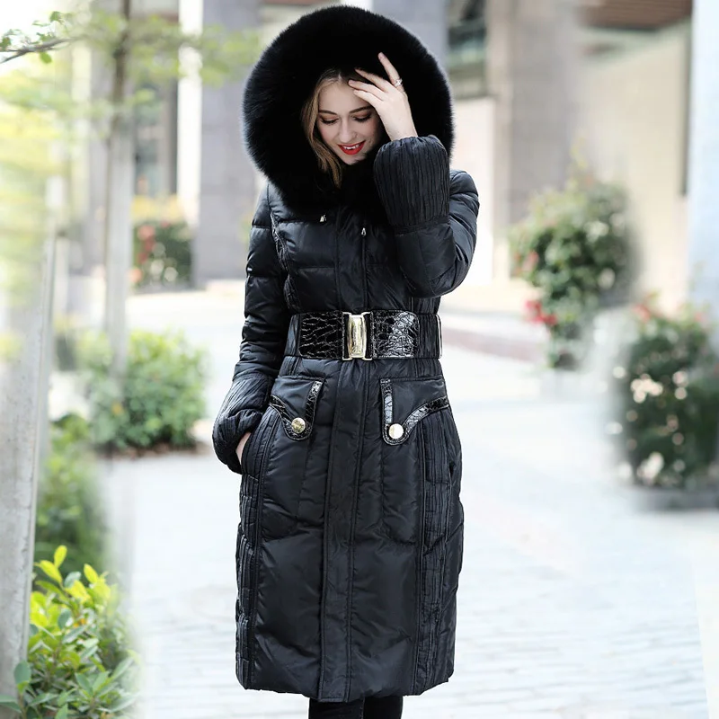 

Long Winter Duck Down Jacket Women Hooded Warm Puffer Jacket Real Fox Fur Collar High Quality Korean Women's Jackets 2020 U13357