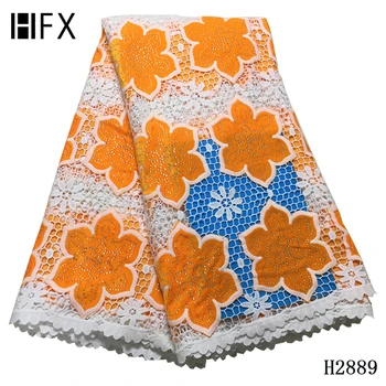 

HFX Nigerian Lace Fabrics For Wedding 2019 african velvet lace fabric Embroidery tissu africain guipure cord lace fabric F2889