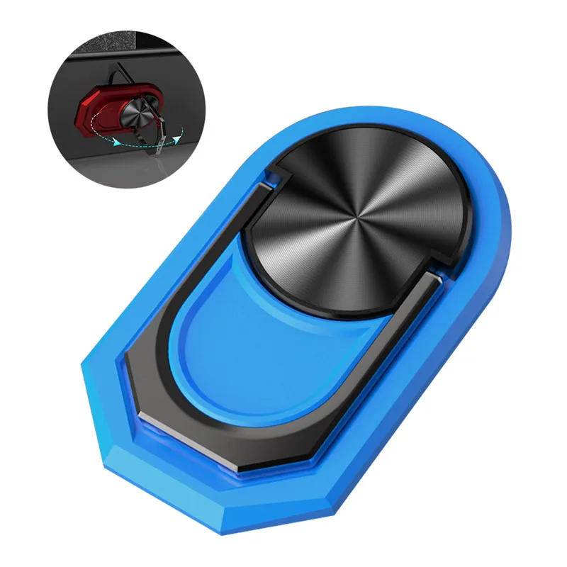 Роскошный металлический держатель для мобильного телефона, универсальный держатель с поворотом на 360 градусов, магнитный автомобильный кронштейн, подставка, автомобильные аксессуары - Цвет: Blue