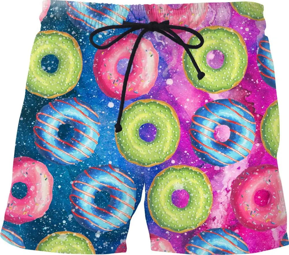 

Super Sweet Space Food Full Printed Mens Shorts Unisex Street Elastic Waist Shorts Summer Beach Harajuku Casual Shorts Have belt