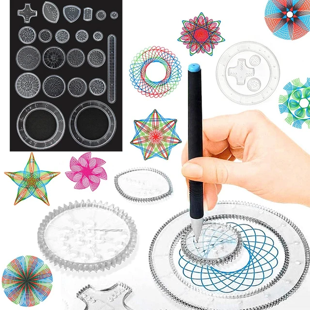 Children 27pcs Enfant Spirograph Drawing Set Brain Education Geometric  Deluxe Ruler Creative Plastic Draw Picture Toys with Pen - AliExpress