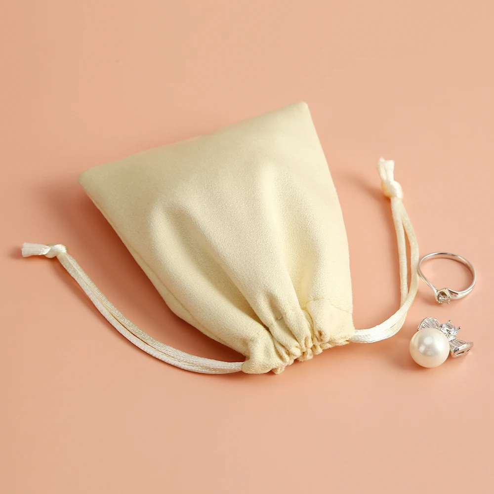 50pcs Yellow Business Packaging Chic Small Jewerly Packaging Pouches Small Flannel Velvet Drawstring Gift Bags Can Personalized