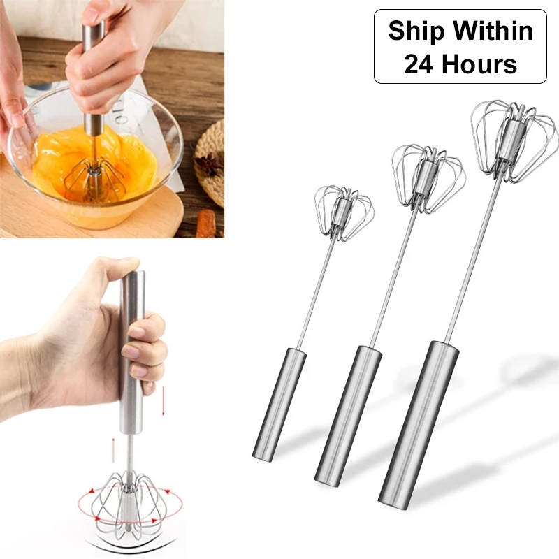 Semi Automatic Egg Beater 304 Stainless Hand Pressure Rotating Hand