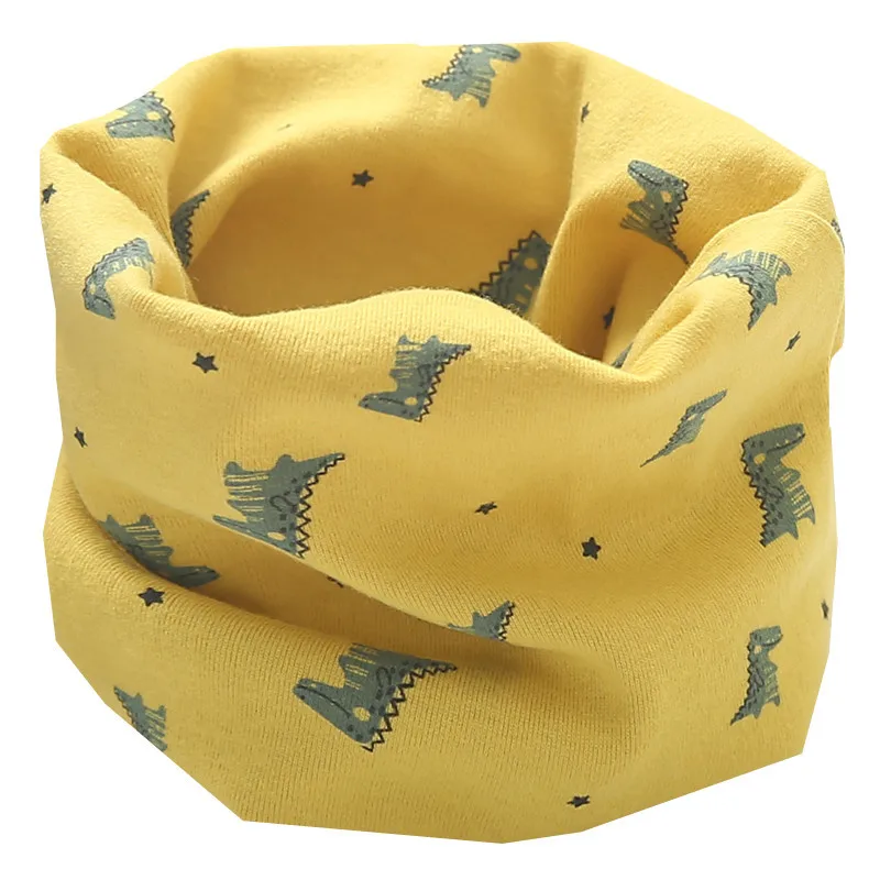 yellow dinasour Новинка для девочек и мальчиков; сезон зима-осень-весна, Детская Хлопковая шарф для девочек, для мальчиков детские нагрудники снуд модные детские комплекты с принтом из воротник детей Bufandas девушка-хомут с круглым воротником для мальчиков и девочек шарф - Цвет: yellow dinasour