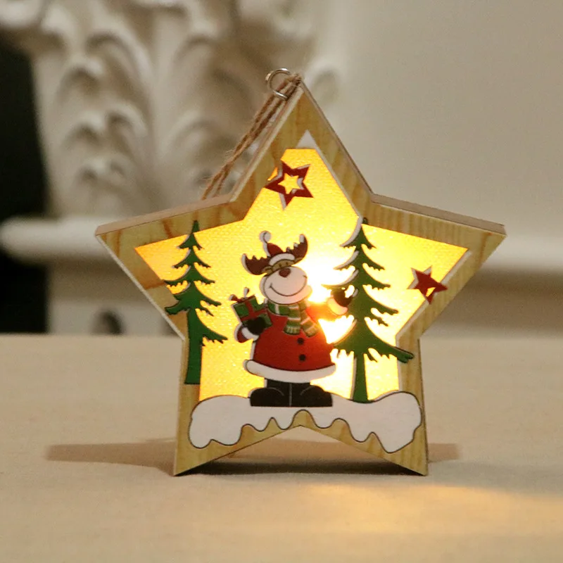 Светодиодный новогодний елочный подвесные украшения Санта-Клаус Снеговик Лось подвесные украшения вечерние аксессуары для дома светильники с питанием от аккумулятора