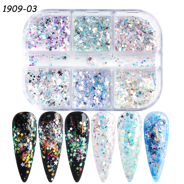 Snowflake Flake Nail Art Glitter Holographic Laser Reflective Sequins Pink White DIY Winter Decor Slice Manicure LE1909-27