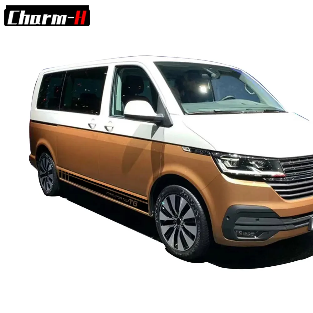 2pcs Side Stripes For VW Volkswagen Transporter T5 T6 Door Side Skirt Stickers Camper Van Vinyl Decal  Accessories
