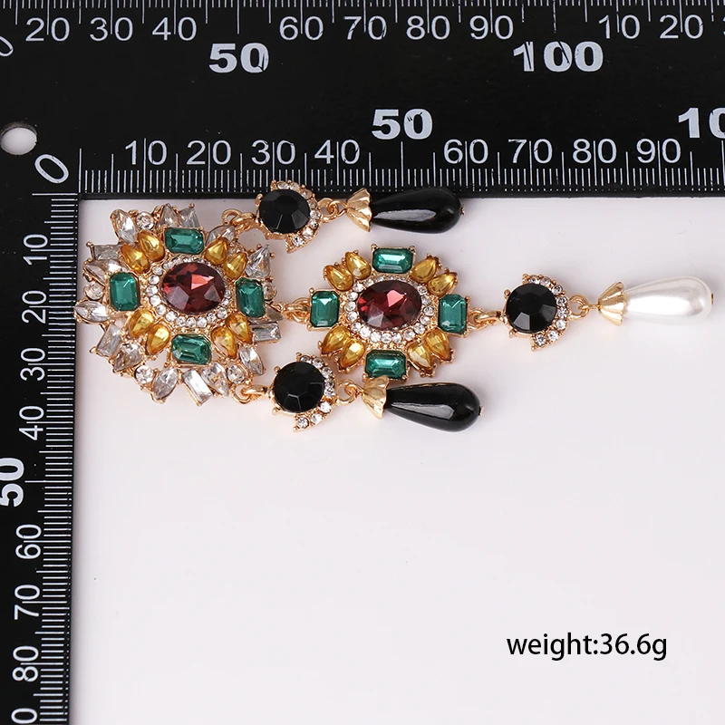 Simulated Pearls Earrings For Women Crystal Statement Dangle Drop Earring Handmade Jewelry Accessories