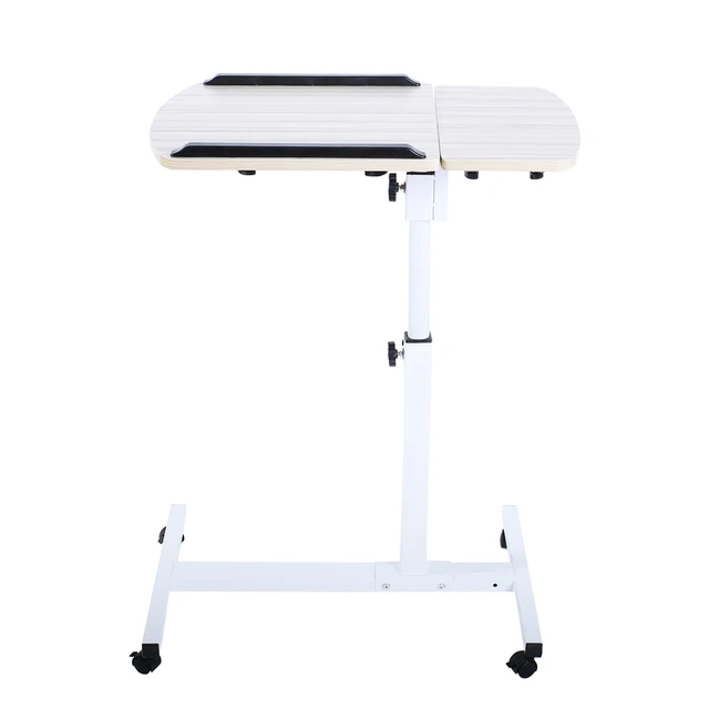 Foldable Computer Table Standing Desk Lifting Movable Study Table Adjustable Portable Laptop Desks Laptop Bed Tables 40*60cm White Maple