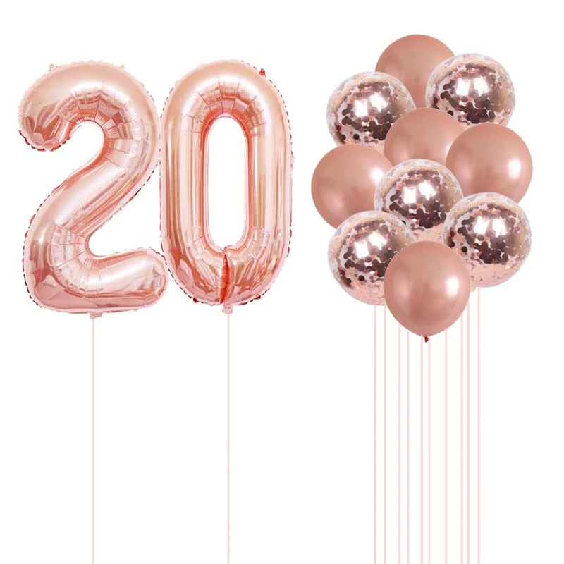 20 30 50 80 100 Years Old Rose Gold Sweet Set Confetti Balloons Boy and Girl Years Old Birthday Party anniversary Decorations|Ballons &amp; Accessories| - AliExpress