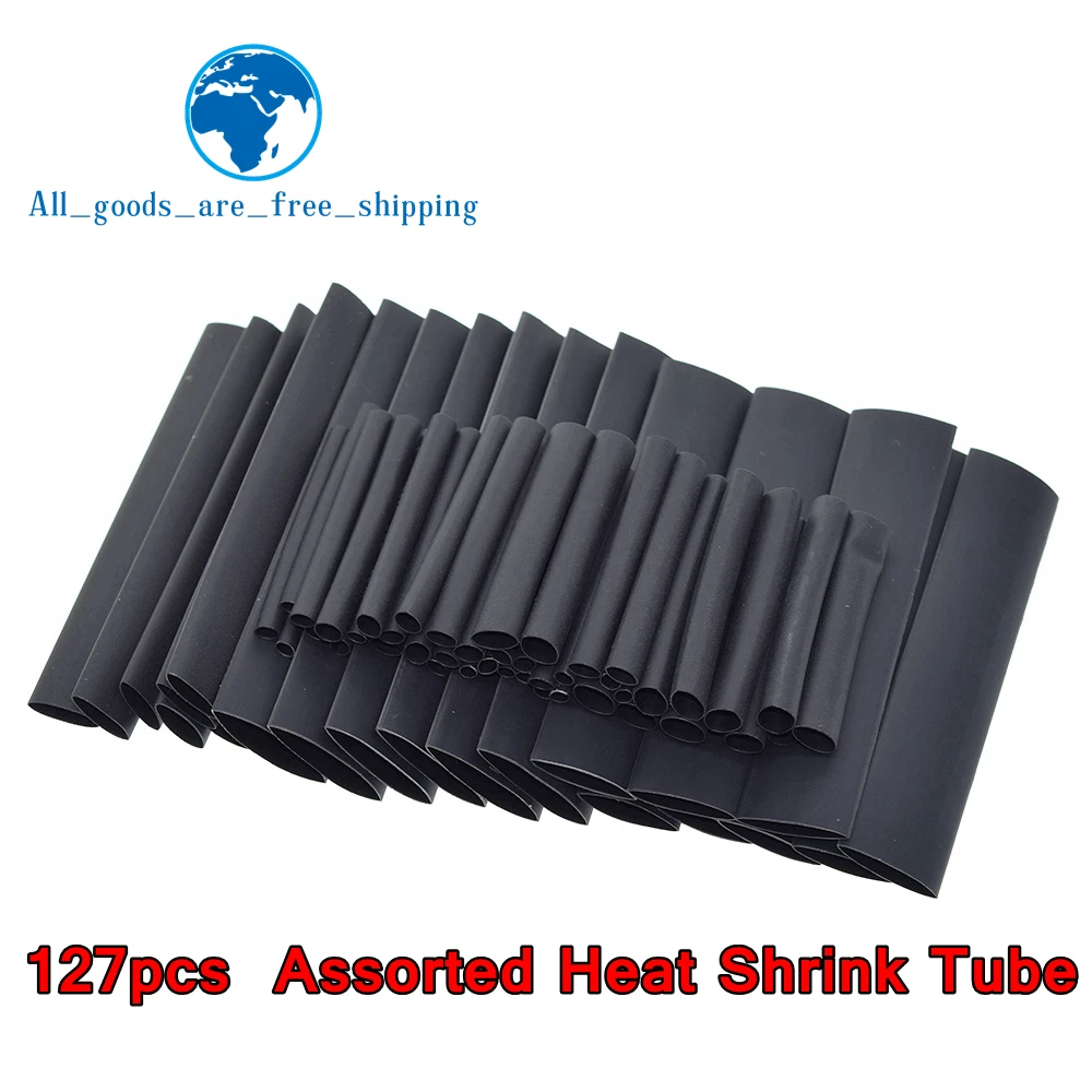 127Pcs Black Glue Weatherproof Heat Shrink Sleeving Tubing Assortment Kit Best 