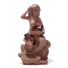 Благовония-n-Wish Русалка обратный поток благовония горелка фиолетовый песок винтажная Ручная Керамическая Арома воздуха испаритель плита Прямая поставка