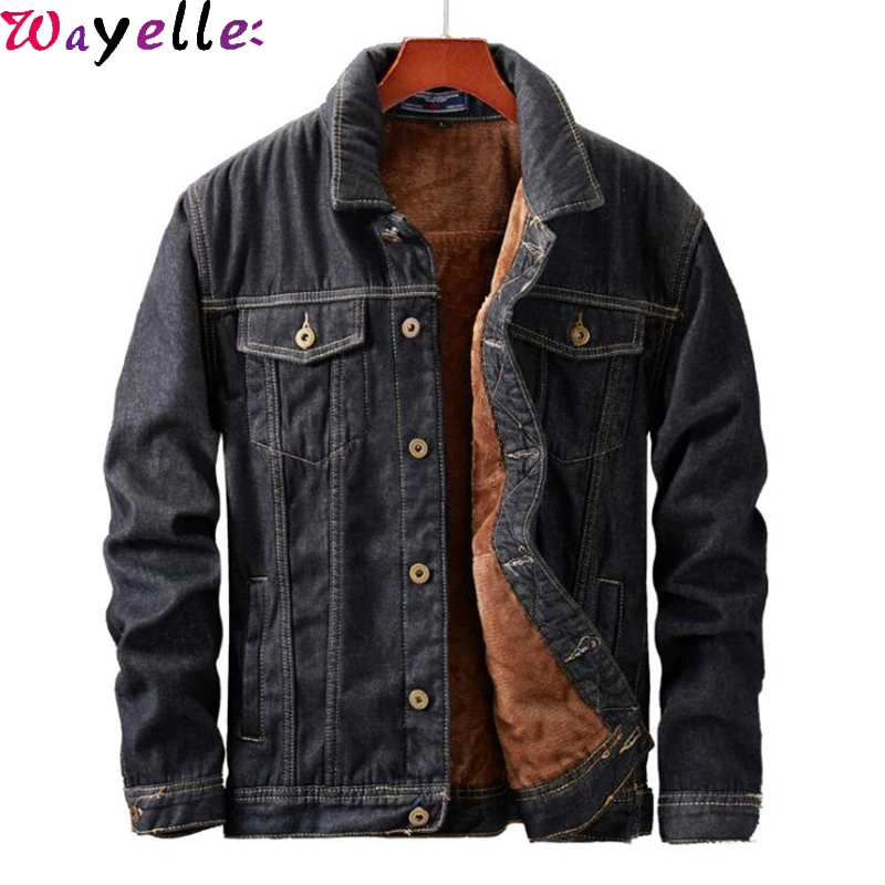 

Winter Fleece Denim Jacket and Coat Men 2019 Warm Fashion Mens Jean Jackets Outwear Male Cowboy Jacket Coats Streetwear 5XL