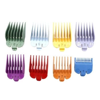 

8pcs 3-25cm Professional Cutting Guide Comb Hair Clipper Hair Comb with Metal Clip Colorful Limited Comb Set Haircutting Tools