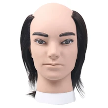 Мужская короткая голова для тренировки облысения настоящие волосы манекен голова для изготовления париков