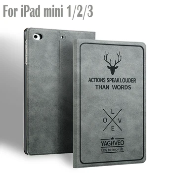 

Fashion Retro Deer Case Shell for iPad mini 1/2/3 Magnetic Stand Smart Cover Auto Sleep/Wake PU Leather mini Case Fundas Coque