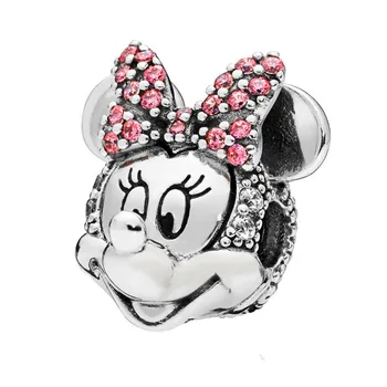 

Genuine 925 Sterling Silver Minnie Shimmering Portrait Clip Charms Beads Fits Women Pandora Bracelets & Necklace Diy Jewelry