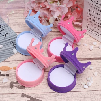 

1Pcs Cute princess Jewellery Case For Ring Necklaces Earring Box Crown Lint Valentine Children's Day Gift Display Shelf