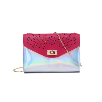 

2020 New Women's Fashion Handbag Laser Mobile Phone Bag Chain Square Sling Bag Hollow Pattern Shoulder/Crossbody Bag