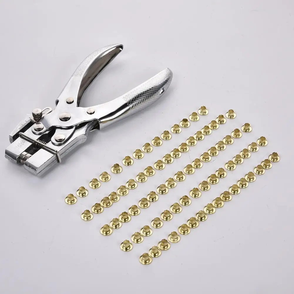 

Multi-function Punching Pliers Button Pliers Dual-Use Round Hole Punching Machine Hole Tool With 100 Buttons