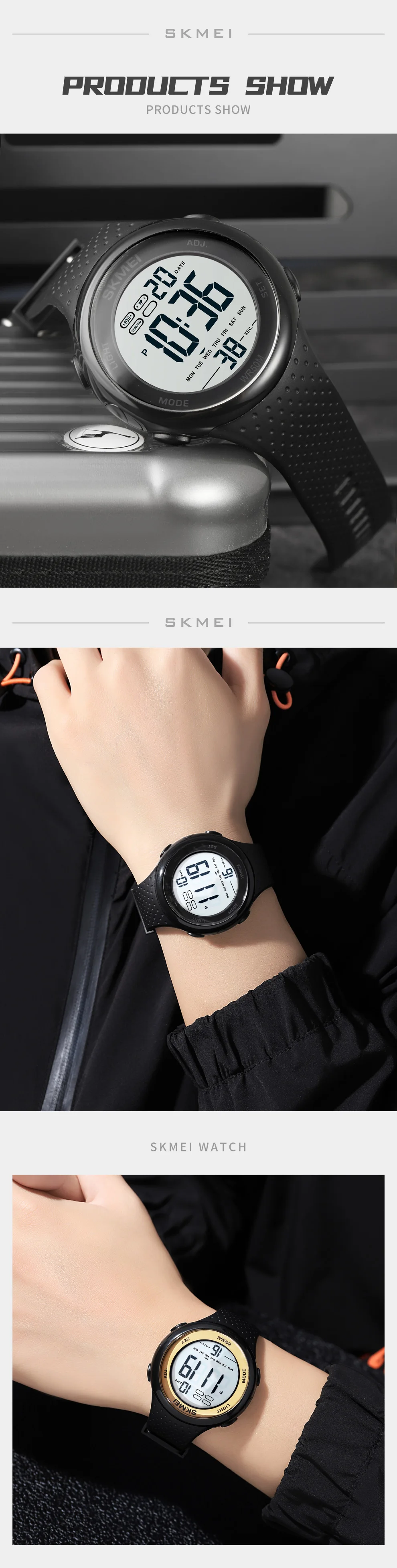 Luxury Men Watch Electronic Luminous Digital Watches Fashion Brand SKMEI Wristwatch Countdown Chronograph Clock Waterproof Hour