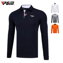 Футболка для гольфа PGM мужская с длинными рукавами и пуговичным воротником Одежда для гольфа осенне-зимняя спортивная одежда дышащая быстросохнущая Размер M-XXL
