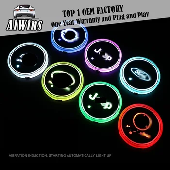 

Aiwins Car luminous coaster Cup Mat For KIA K3K4 K5 KX3 KX5 car logo light Accessories Atmospherelight