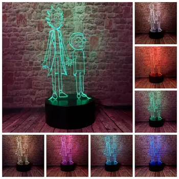 

Flashing 3D Kids Nightlight LED 7 Colors Changing Sleeping Light TV Model Rick and Morty Anime action & toy figures gift