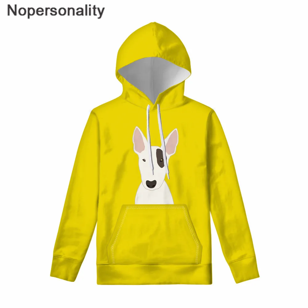Nopersonality женские свитшоты осень с принтом животных Бультерьера для девушек Повседневная Толстовка с капюшоном и длинным рукавом