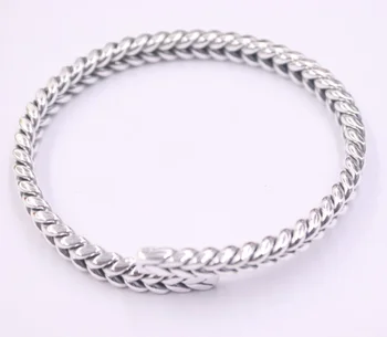 

Real 999 Pure Silver Bangle For Women Lucky Girlfriend Best Gift Weave Rope-shaped Open Bangle 58-64mmDia