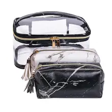 Сумочка для туалетных принадлежностей переносная мраморная прозрачная дорожная сумка большой емкости Сумки для косметики водонепроницаемая сумка для хранения из ПВХ