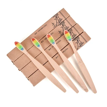 

4PCS Single Package Natural Bamboo Toothbrush Eco-Friendly Wood Toothbrushes Soft Bristles Children Teeth Brush Case Oral Care