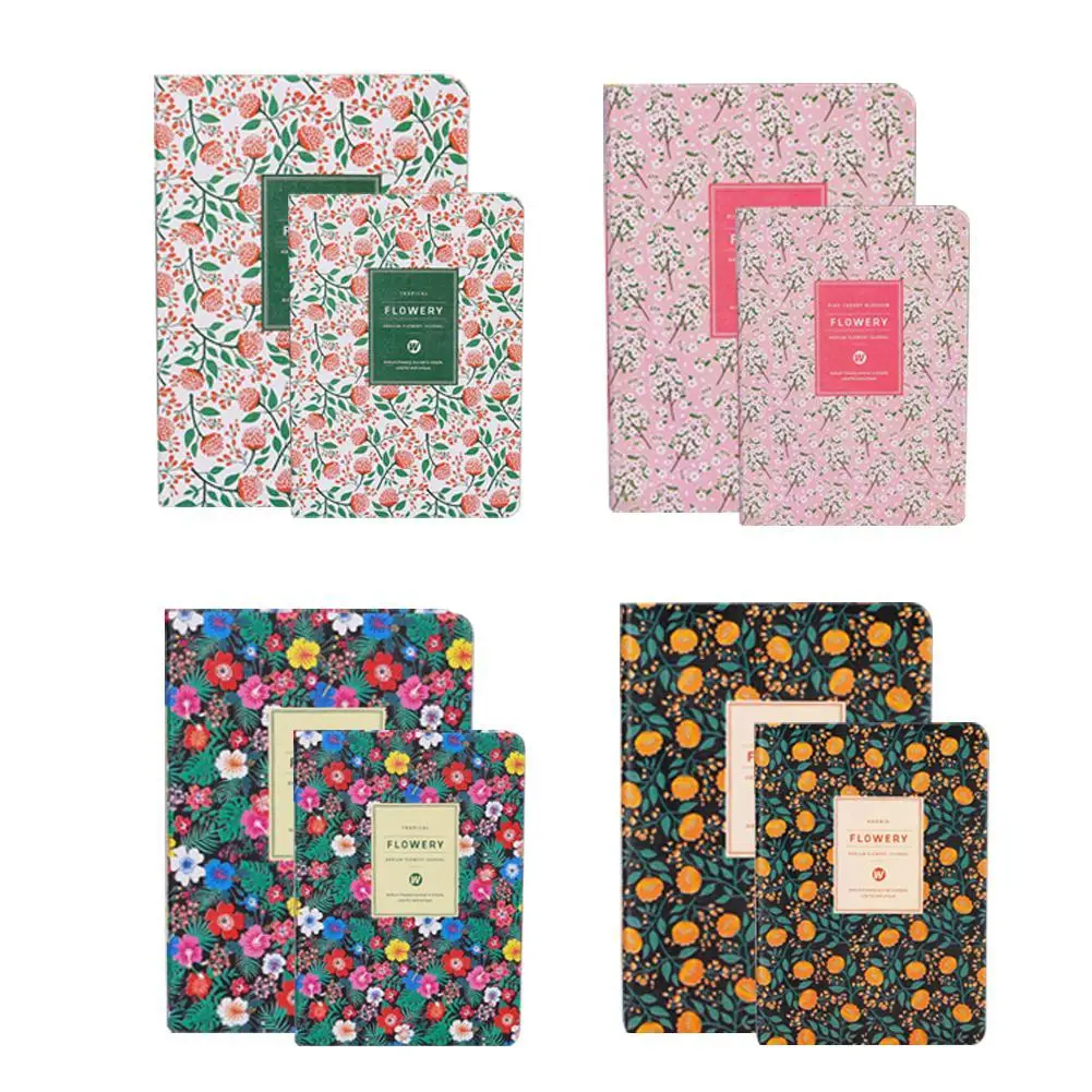 Korean Cute Leather Cover Floral Flower Schedule Book Diary Weekly Monthly Planner Organizer Notebook Kawaii Stationery