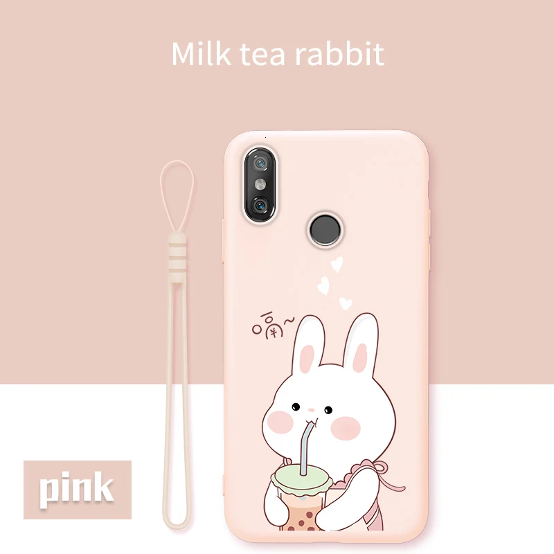 Милый мультяшный чехол для Xiao mi Red mi Note 8 Pro 7 7A чехол жидкий силиконовый чехол для Xiaomi mi 9 SE 8 SE 8 Lite A1 mi x 2S Capa - Цвет: Mike Tea Rabbit