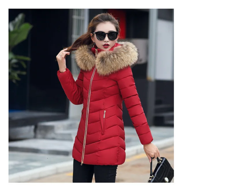 Зимняя Длинная женская парка с меховым воротником, хлопковое пальто с капюшоном, облегающее теплое пальто с длинным рукавом, плюс Размер 6xl, повседневные модные куртки, пальто