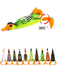 1Pcs Propeller Flipper Duck Fishing Lure Ducking Fishing Frog Lure 9.5cm 12g Artificial Bait Duckling 3D Eyes Day Baits Bass