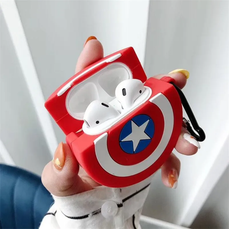 Мстители Капитан Америка Airpods Сумка косплей 3D значок Bluetooth гарнитура силикагель