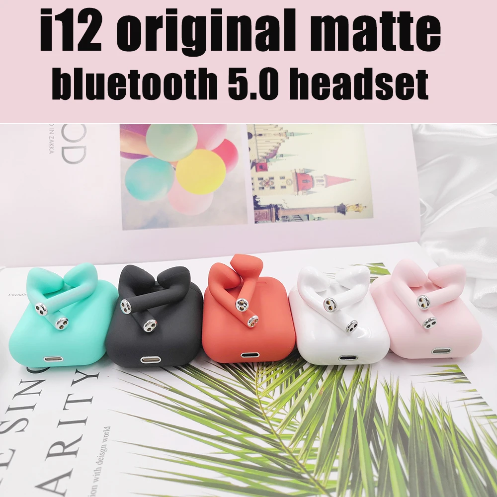 I12 tws оригинальные матовые bluetooth наушники bluetooth 5,0 Touch Pop up беспроводная гарнитура спортивная для смартфонов