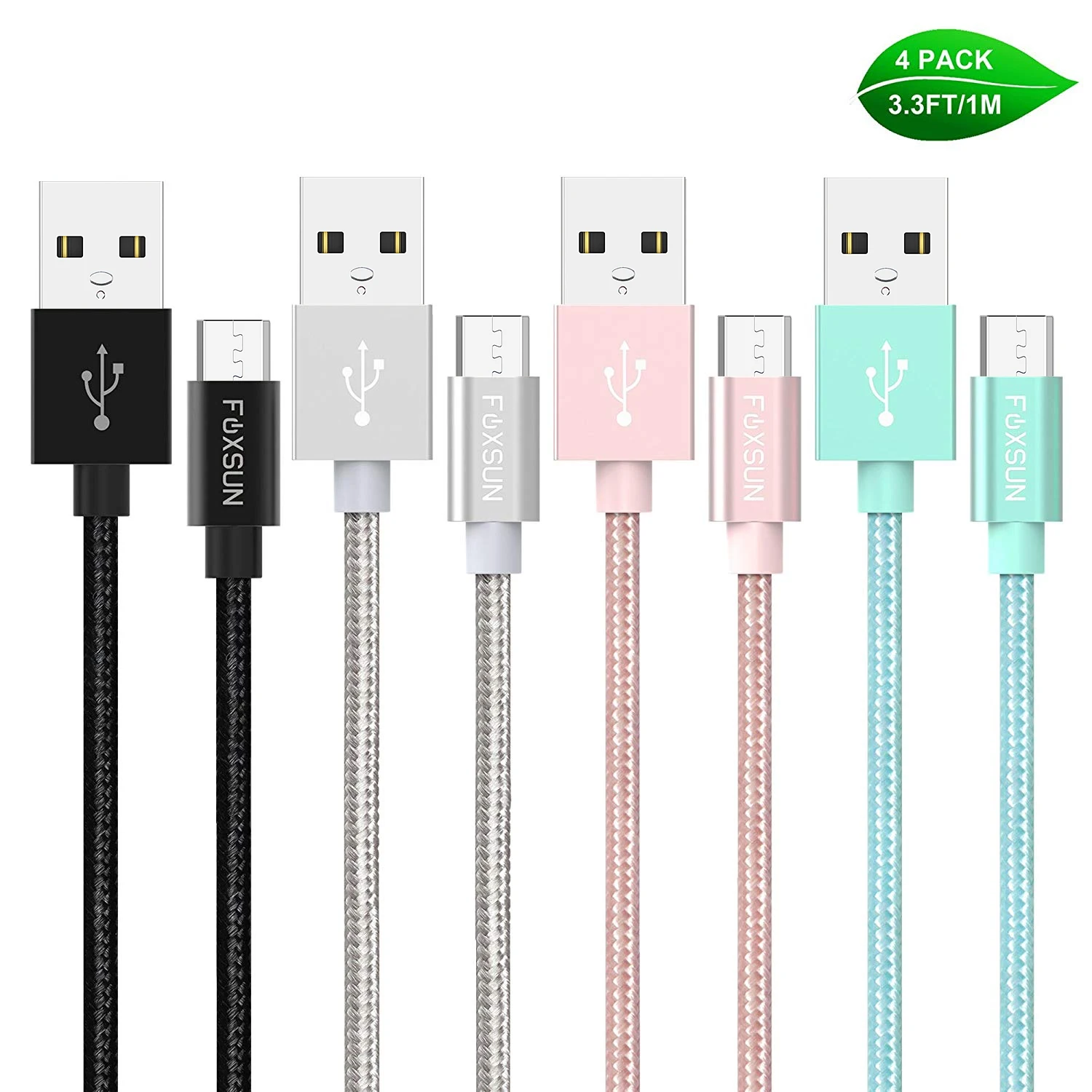 Foxsun 3 фута/1 м нейлоновый Плетеный Android кабель для зарядки USB к Micro зарядный Samsung|cable