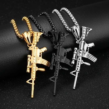 

Personality M4 Gun Pendants Necklaces For Men Women Creative Male Hip Hop Punk Chain Necklace Jewelry Fashion Night Club Jewelry