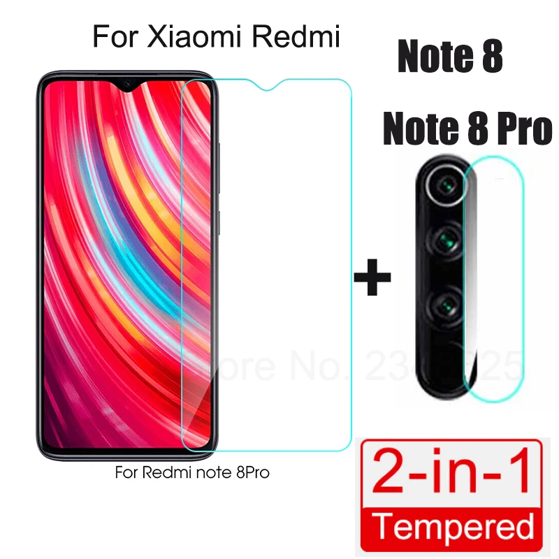 

2 in 1 Camera Lens Glass For Xiaomi Redmi Note 8 Pro Screen Protector Tempered Cover Glass For Xiaomi Redmi Note 8 Pro 6.53 inch