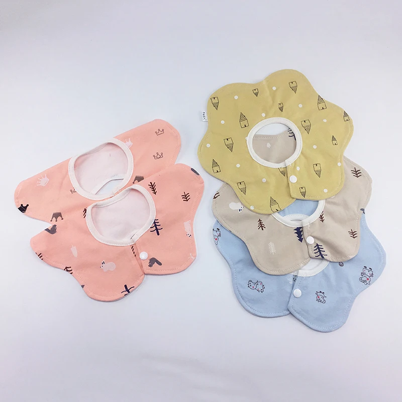 Baby Waterproof Bibs Bandana feeding Bibs 360 cotton Burp Cloths Round Saliva towel Printing animal BMT071