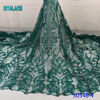 

Lace Fabric 2019 High Quality Beaded Nigerian Lace Fabric Embroidery French Tulle Lace with Beads Stones for Bridal YA3054B-4