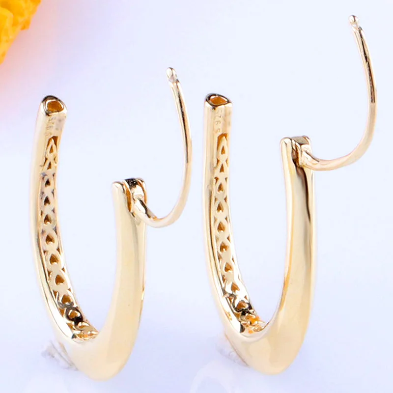 Original-Golden-Shine-Chunky-Earring-Hoop-Heart-shaped-For-Women-925-Sterling-Silver-Earring-Wedding-Gift (1)
