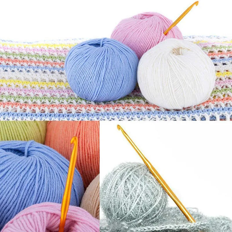 1/5Pcs Double End Metal Knitting Needles Set Tpr Handle Crochet