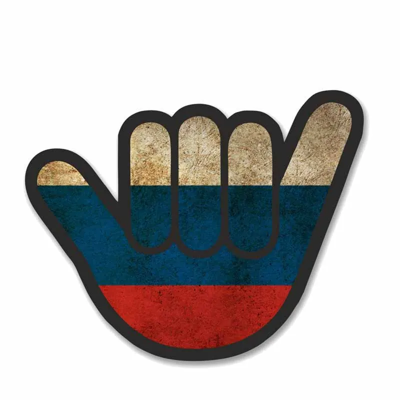 

Hot Interesting Car Stickers Russian Flag Shocker Hand KK PVC 13CM*10CM Vinyl Motorcycl Decals