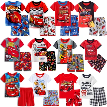 

2020 Children's Pajamas Summer Cartoon car Kids cotton Pyjamas Boys Girls anna elsa cars Sleepwear 2-7T